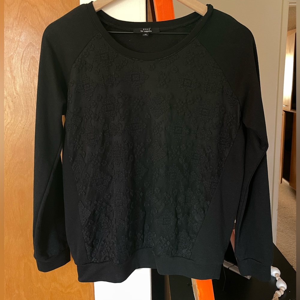 Black crew neck seater with lace detail size M